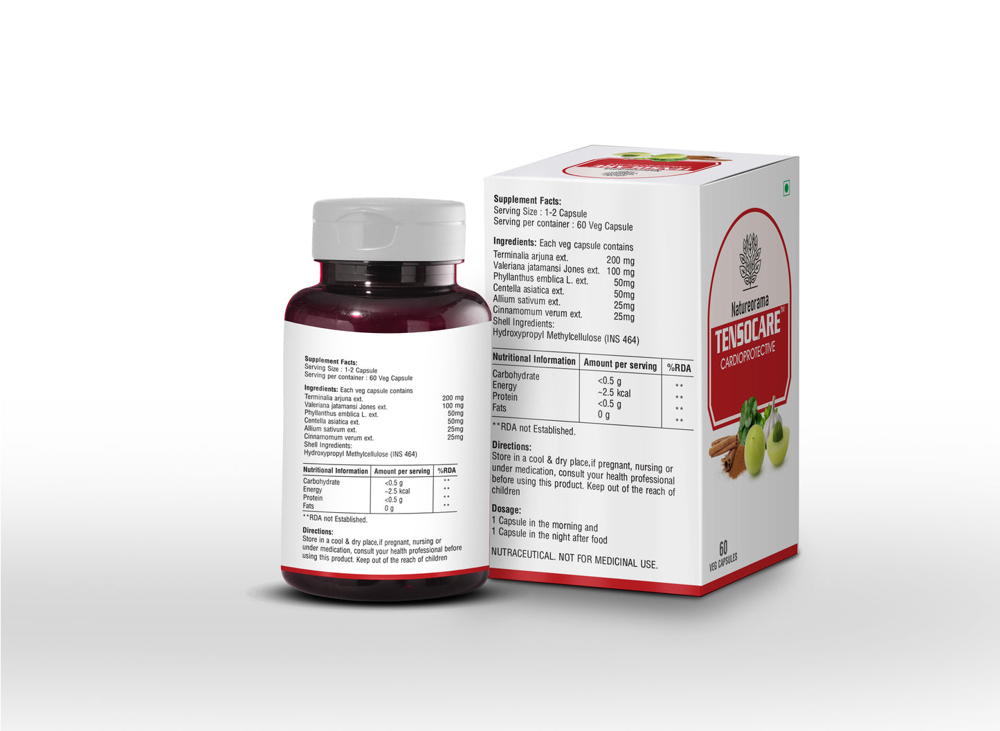 Tenso Care Capsules – Ayurvedic Cardiovascular Support with Arjuna, Amla & Garlic